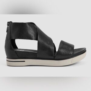 Eileen Fisher Black Sport Platform Sandal Leather Back-Zip Sneaker Sandal 10